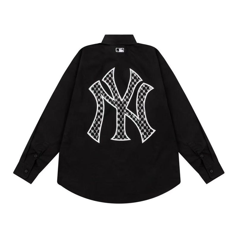 MLB Autumn New Arrival Woven Shirt with Large Logo, Casual Loose Fit for Couples