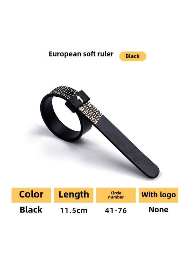 Ring Measuring Belt US, Hong Kong, Japan, And England Finger Circumference Measuring Ruler Ring Soft Ruler Ring Size Screening Products-Model:Black Euclidean Ring Ruler  - Image 1