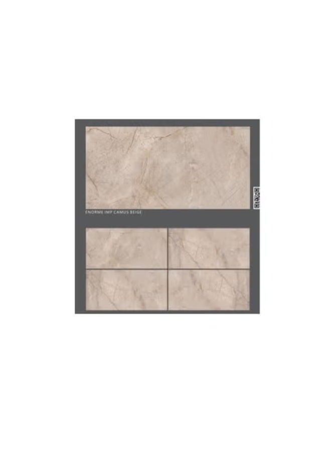 SOMANY Enorme Imp Camus Beige FP Full Polished Tile – 800x1600MM, 9mm Thickness | Luxury Beige Large Format Floor Tile | 2.56 SQM