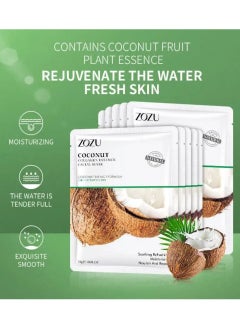 Zozu 10 Pcs Coconut Collagen Essence Facial Mask Set Soothing Refreshing Nourishing Moisturizing Repairing Skincare Face Mask Sheet for Women and Men Hydrating Skin care Facial Sheet Masks with Coconut Extract  - Image 3