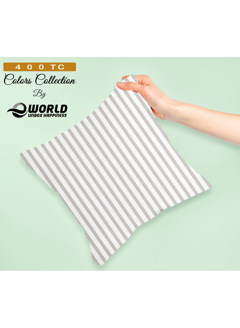 إي وورلد طقم من 4 وسائد قطنية، 400 خيط، وسادة مزخرفة بخطوط ريفية لتزيين المنزل في غرف المعيشة، الفناء، الأرائك والكراسي، متوفرة بـ 5 ألوان و 2 من الأحجام. - Image 1