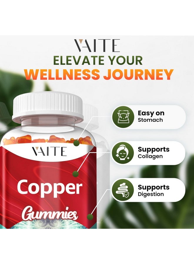 VAITE مكملات النحاس 10 ملغ حمض أميني - مكمل نحاس مخلب، معدن أساسي للطاقة، قوة العظام، دعم الخلايا ومضادات الأكسدة - للرجال والنساء، نباتي، غير معدل وراثيًا، 60 حبة جيلاتينية - Image 2