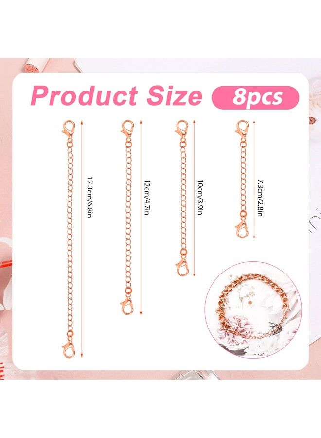 KINBOM 8Pcs Extension For Necklace 4 Size Jewelry Extenders Necklace Chain Extender Extension Chain For Jewelry Making Necklace Bracelet Anklet (Rose Gold) - Image 3