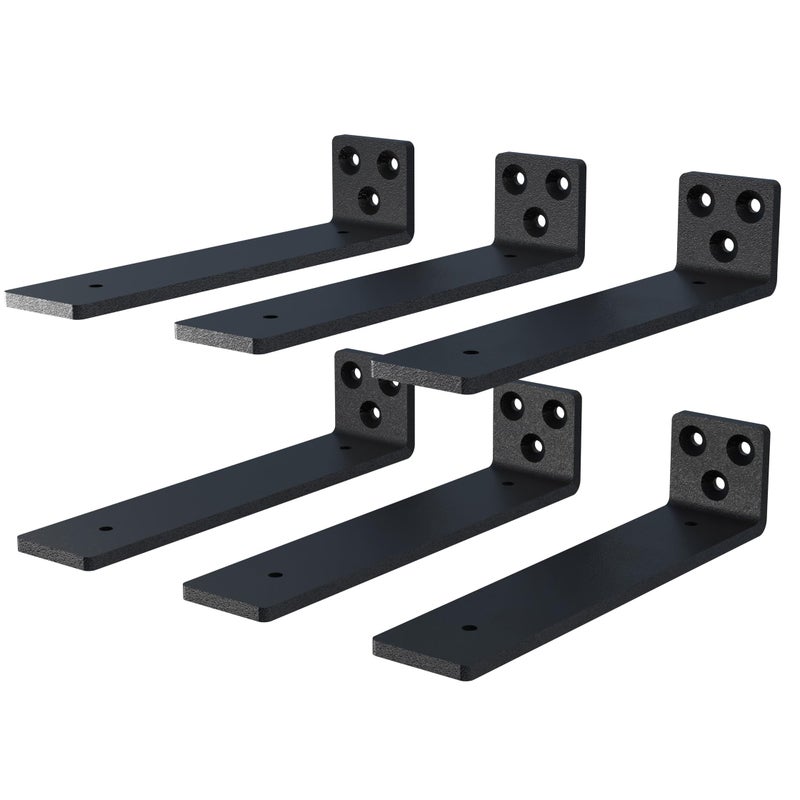 NEODROP 10 Inch Floating Shelf Brackets Heavy Duty Hidden Bracket for Wall Mantel Bookshelves Black Powder Coated Steel 6Pack