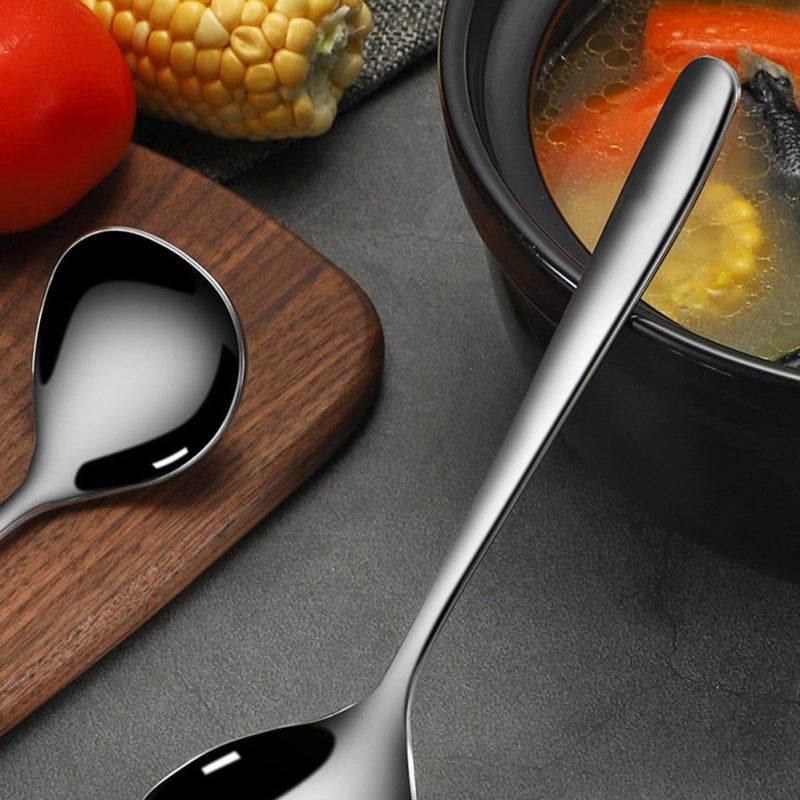 Long Handle Stainless Steel Soup Ladle and Serving Spoon Set 2Pcs Kitchen Utensils - Image 3