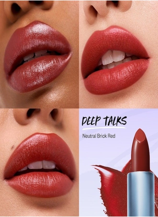 Kosas Kosas Weightless Satin Lip Color - Deep Talks - Neutral Brick Red Moisturizing Lipstick, 4g  - Image 3