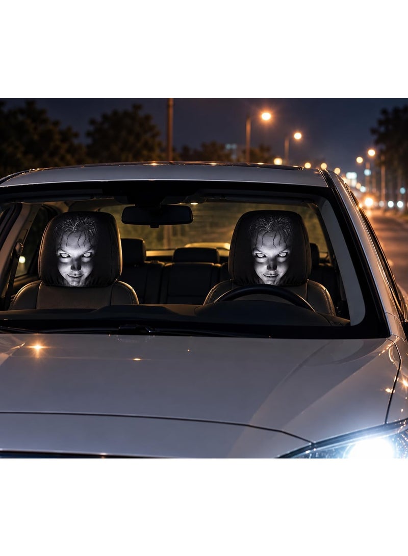 Horror-themed car headrest cover, 4-piece set - Image 2