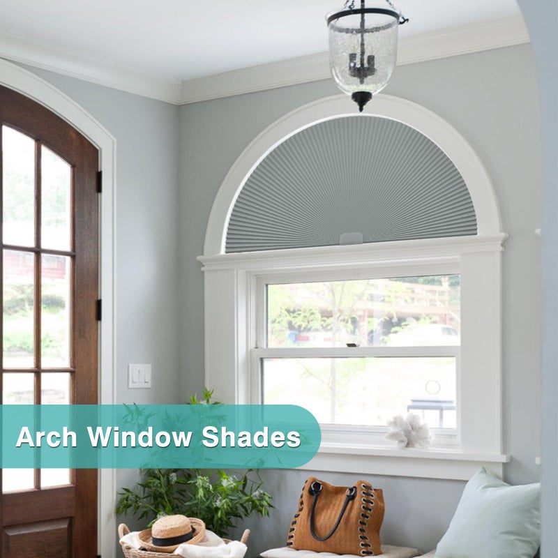 Changshade Arch Window Shades Blackout,Half Moon(Radius: 24") Blackout Pleated Window Shades, Half Circle No Drill Cellular Shades for Windows, Easy Cut and Install - Image 5