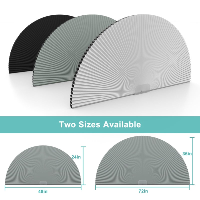 Changshade Arch Window Shades Blackout,Half Moon(Radius: 24") Blackout Pleated Window Shades, Half Circle No Drill Cellular Shades for Windows, Easy Cut and Install - Image 3