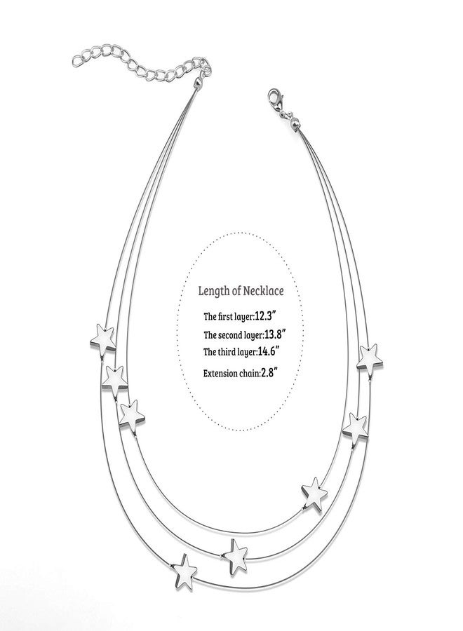 Suyi Dainty Multilayer Stars Choker Necklace Layering Bohemian Chain Clavicle Necklace for Women Sliver - Image 4