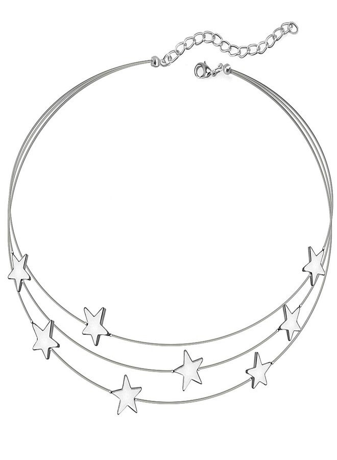 Suyi Dainty Multilayer Stars Choker Necklace Layering Bohemian Chain Clavicle Necklace for Women Sliver - Image 1