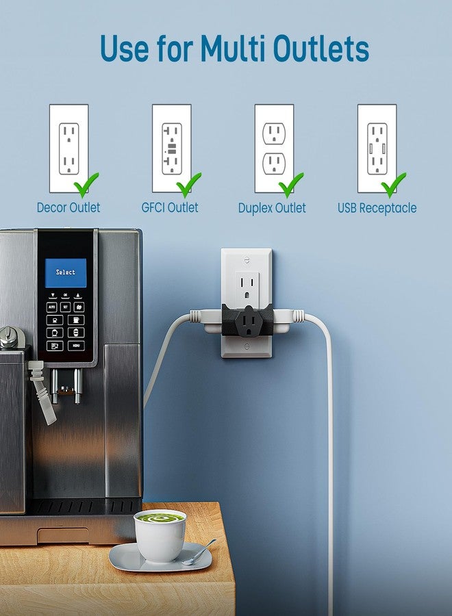 K KASONIC 3-Outlet Grounding Adapter, [UL Listed] Plug Extender, Heavy-Duty Grounded Power Tap - 3 Pack (Black) - Image 3