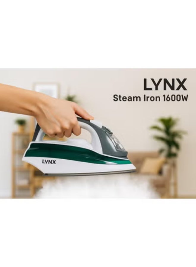 LYNX 1600W Steam Iron with Ceramic Non-Stick Soleplate | Dry, Spray & Steam Ironing | Adjustable Thermostat Control | Overheat Protection | Swivel Cord | Indicator Light | Model LY-IR-3022-C - Image 2