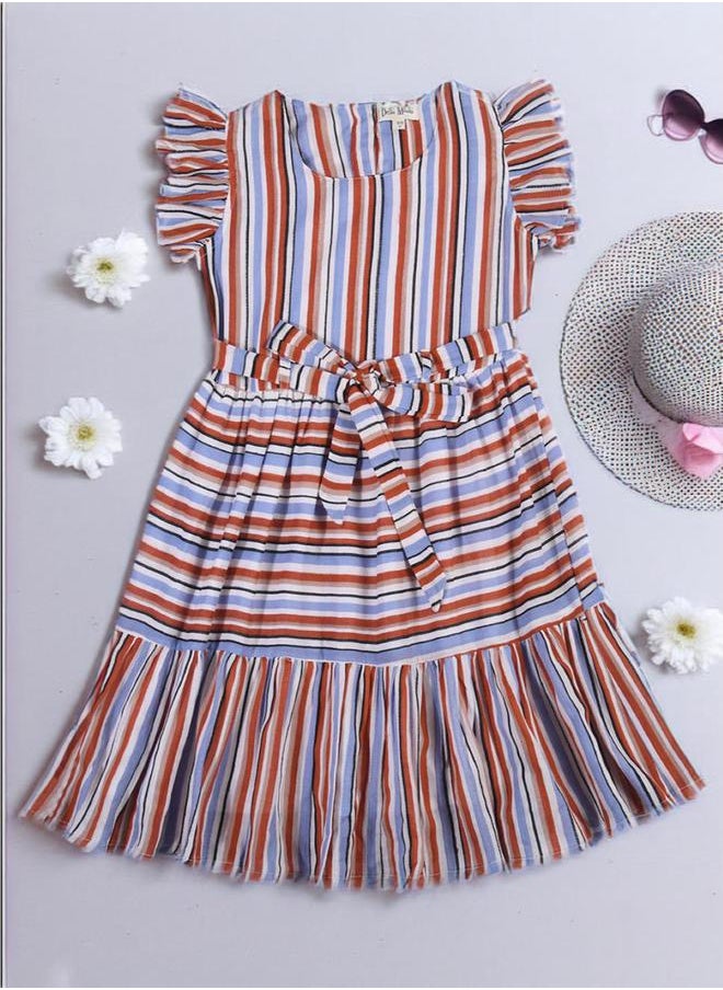 BELLA MODA - Striped Button Detail Dress by Styli - Image 1