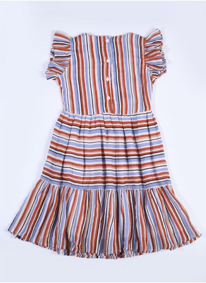 BELLA MODA - Striped Button Detail Dress by Styli - Image 1