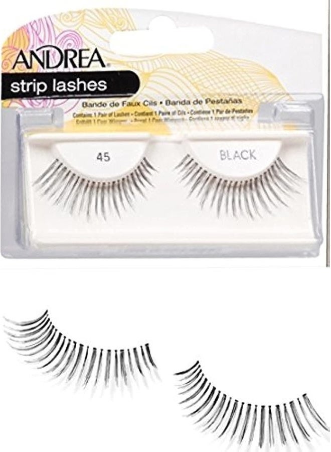 Andrea Lashes Strip Style 45 Black (6 Pack) - Image 1