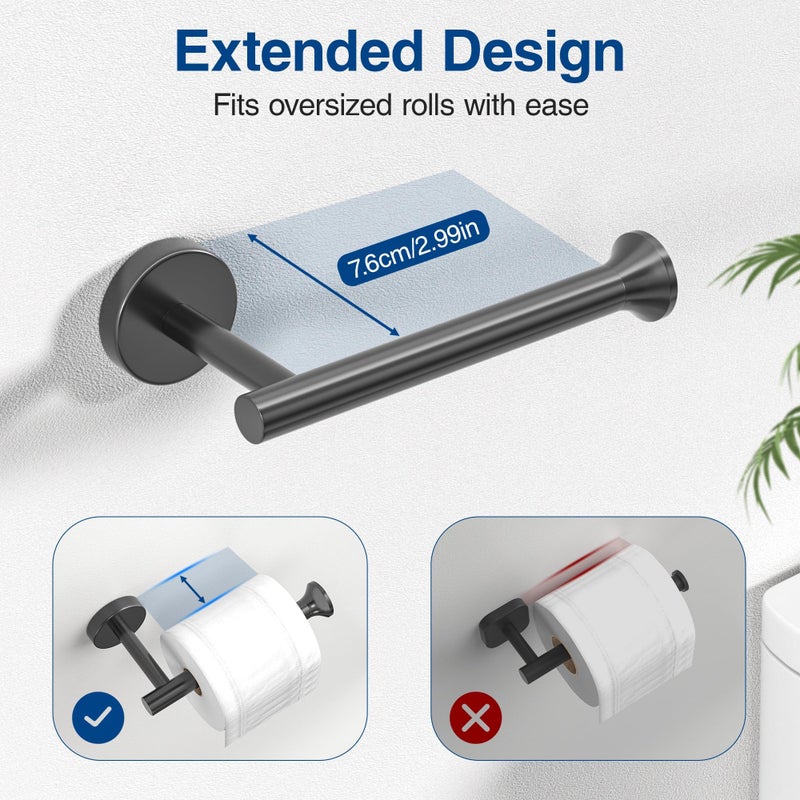 Xfopz Toilet Paper Holder Wall Mount Bathroom Paper Roll Holder Tissue Handle Stainless Steel for Farmhouse Kitchen Matte Black - Image 4