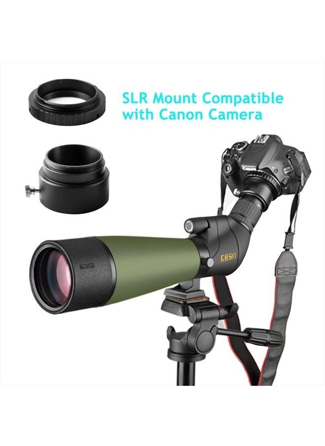 Updated 20-60x80 Spotting Scope with Tripod, Carrying Bag - BAK4 Angled Scope for Target Shooting Hunting Bird Watching Wildlife Scenery (Phone Mount+SLR Mount Compatible with Canon) 1
