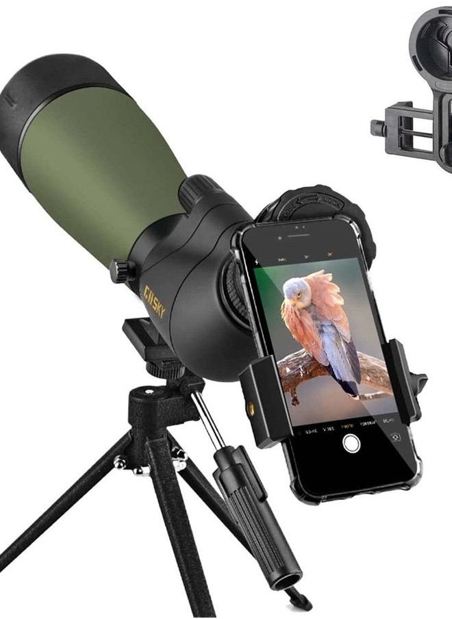 Updated 20-60x80 Spotting Scope with Tripod, Carrying Bag - BAK4 Angled Scope for Target Shooting Hunting Bird Watching Wildlife Scenery (Phone Mount+SLR Mount Compatible with Canon) 1