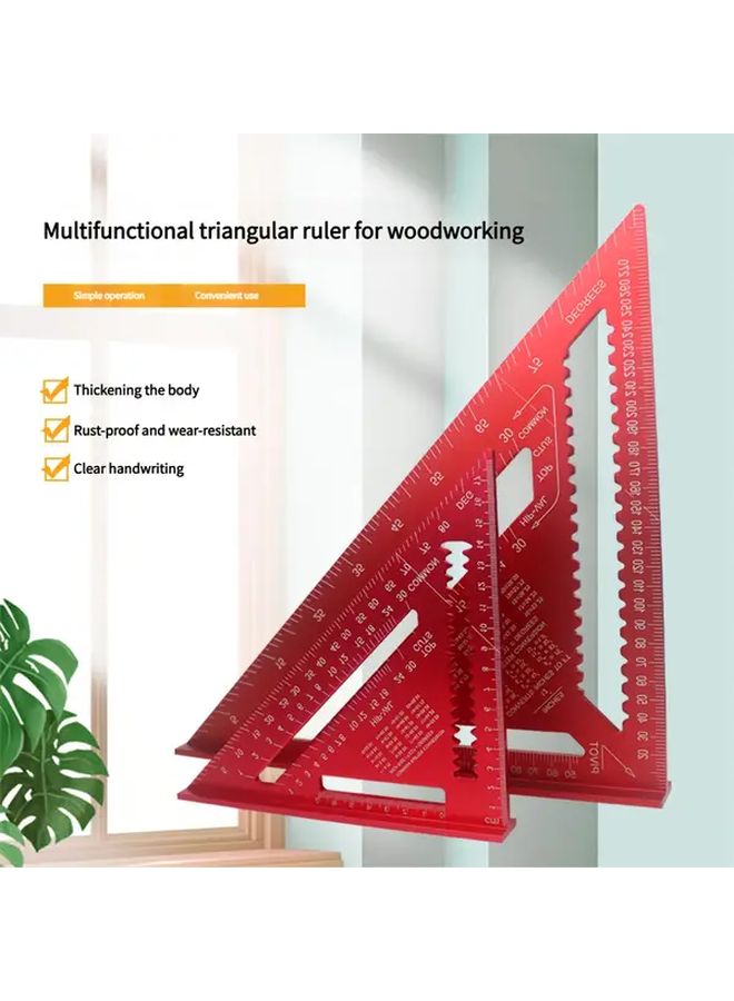 Large Black Aluminum Alloy Triangular Ruler High Precision Woodworking Tool - Image 2