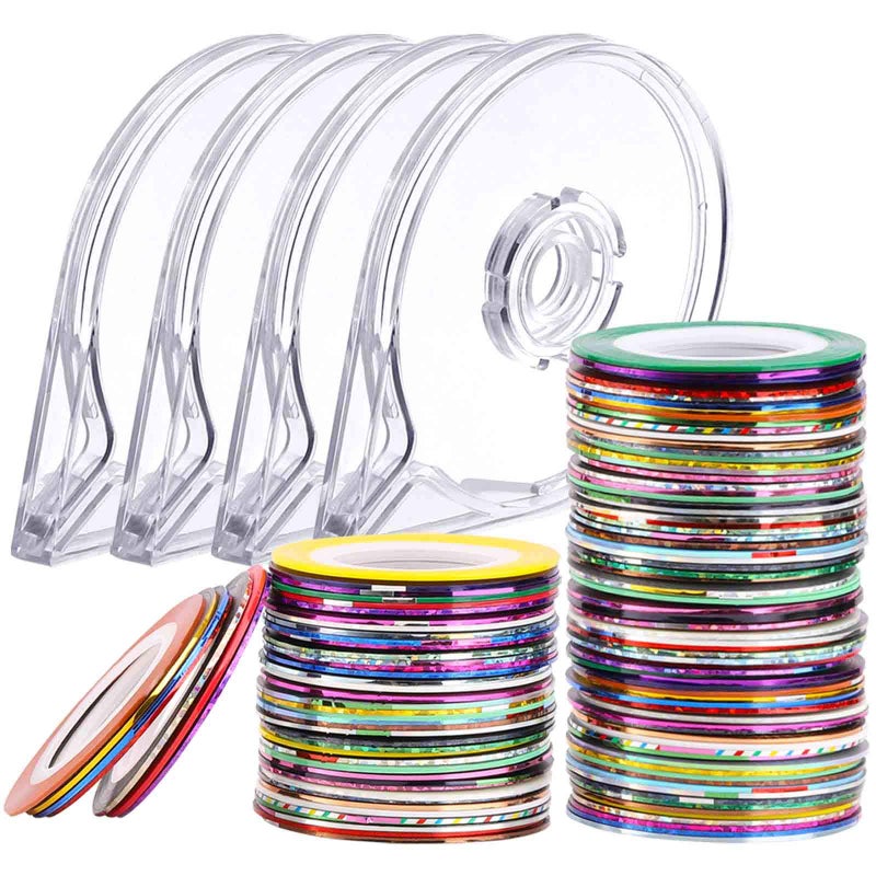 LoveBB 120 Pcs Nail Striping Tapes Nail Art Decoration Tape Lines for DIY Nail Tip with 4 Pcs Nail Tape Dispenser Cases