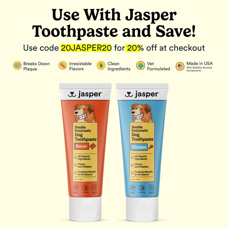 Jasper Large Dog Toothbrush, 360 Degree Pet Tooth Brushing Kit, Cat Toothbrush, Canine Dental Care & Teeth Cleaning Kit, Pet Finger Tooth Brush, Use with Dog Toothpaste, 2-Pack Navy-Blue Large - Image 3