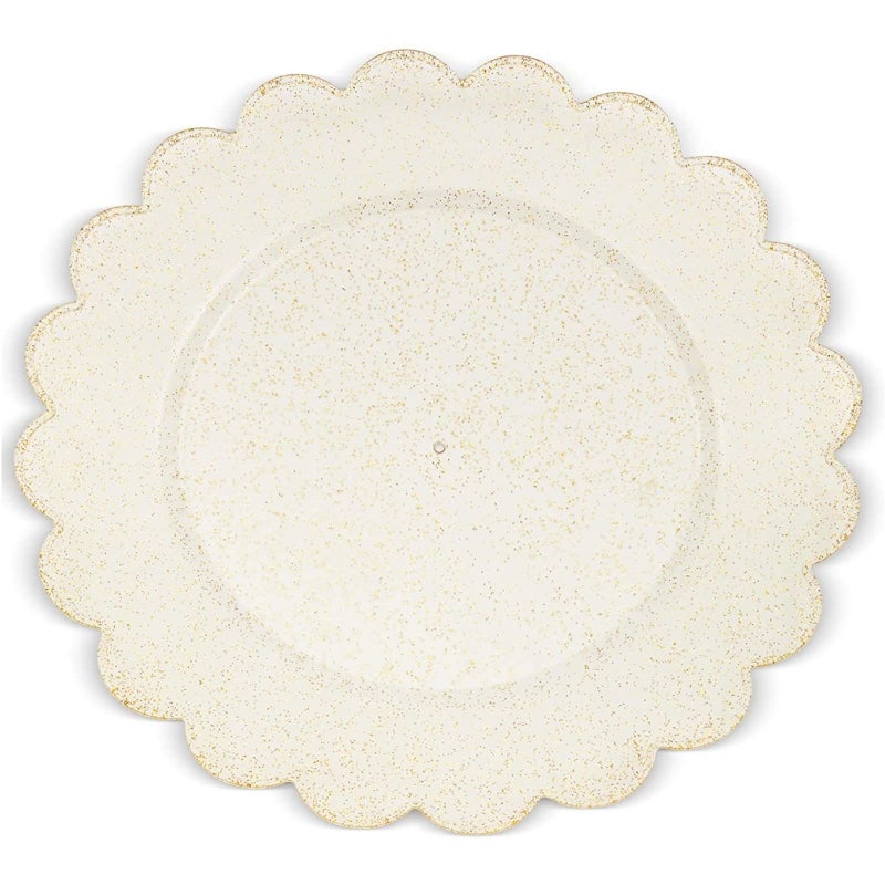 BLUE PANDA 50-Pack Gold Plastic Plates - Gold Glitter Plates with Scalloped Edges, Disposable for Birthdays, Weddings, Bridal Shower, 9 inches - Image 4