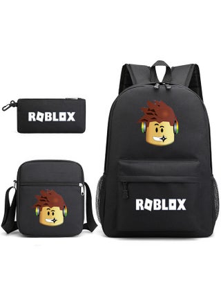 3Pcs Roblox Backpack Set,Large Capacity Book Bag Anime School Bags with Crossbody Bag and Pencil Pouch,Cartoon Backpack Laptop Bag Kawaii Backpacks for Student Boys Girls