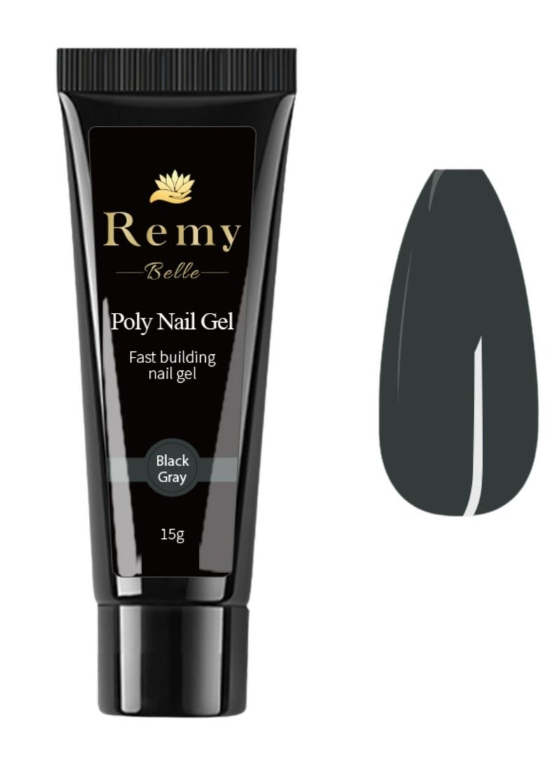 Remy Belle Poly Nail Gel Acrylic DIY Crystal Nail Art Glue GLITTER Quick Extension Builder (Black Gray Color)  - Image 1
