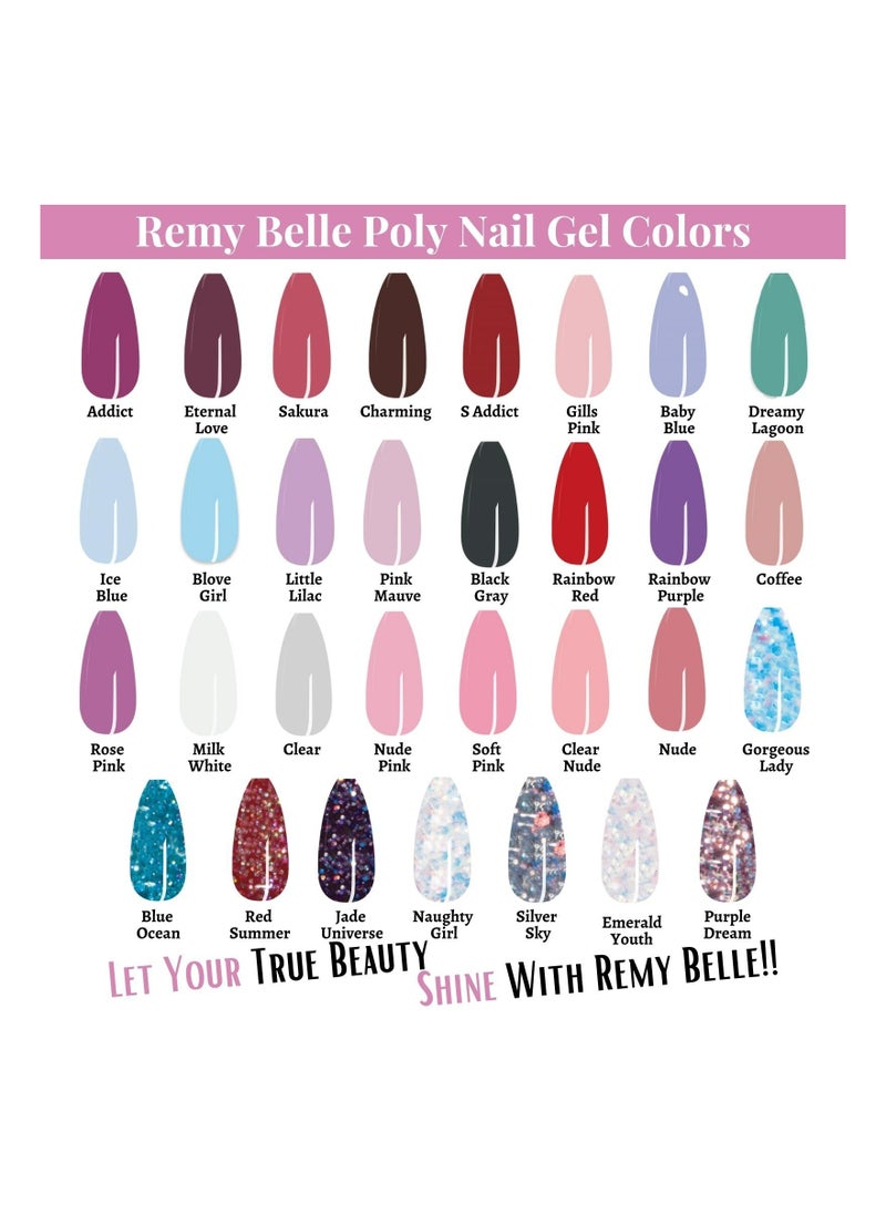 Remy Belle Poly Nail Gel Acrylic DIY Crystal Nail Art Glue GLITTER Quick Extension Builder (Black Gray Color)  - Image 4