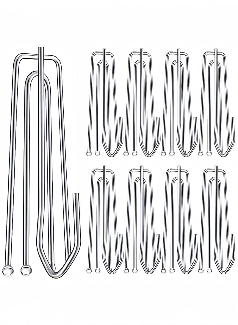 Peachjoy خطاطيف طيات الستائر، 30 قطعة خطاف ودبوس من الفولاذ المقاوم للصدأ للستائر المطوية، 4 دبابيس خطاف طيات للستائر، 4 خطافات ستائر لنوافذ الأبواب والحمام - Image 1