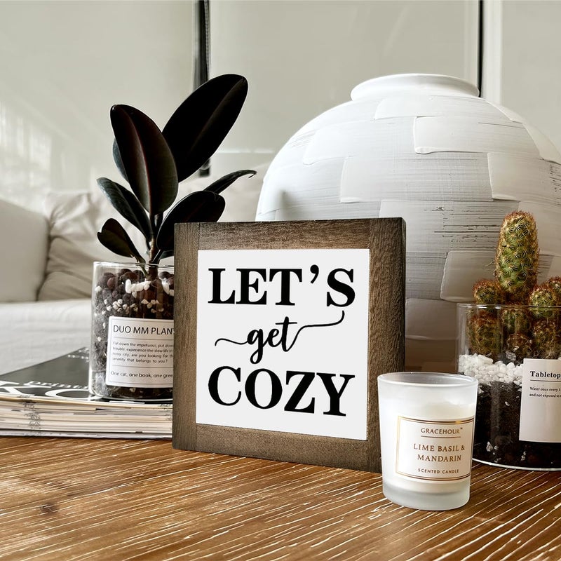 XJCUG Cozy Bedroom D?cor  Cozy D?cor  Let's Get Cozy  Cozy Home D?cor  Cozy Home  Farmhouse Table D?cor  Farmhouse Decor for Shelves  Farmhouse Home Decor Sign for Shelf  Cozy Living Room D?cor 9.9inch - Image 5