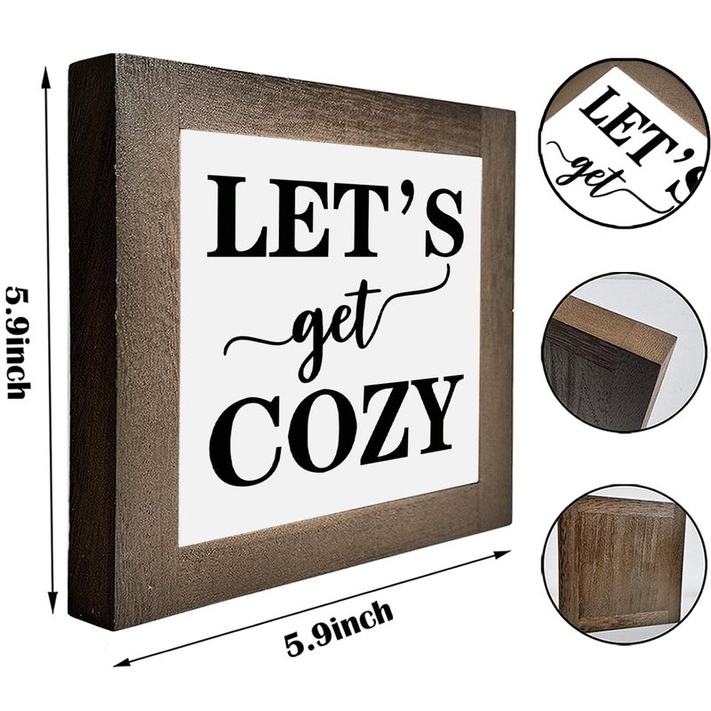 XJCUG Cozy Bedroom D?cor  Cozy D?cor  Let's Get Cozy  Cozy Home D?cor  Cozy Home  Farmhouse Table D?cor  Farmhouse Decor for Shelves  Farmhouse Home Decor Sign for Shelf  Cozy Living Room D?cor 9.9inch - Image 2