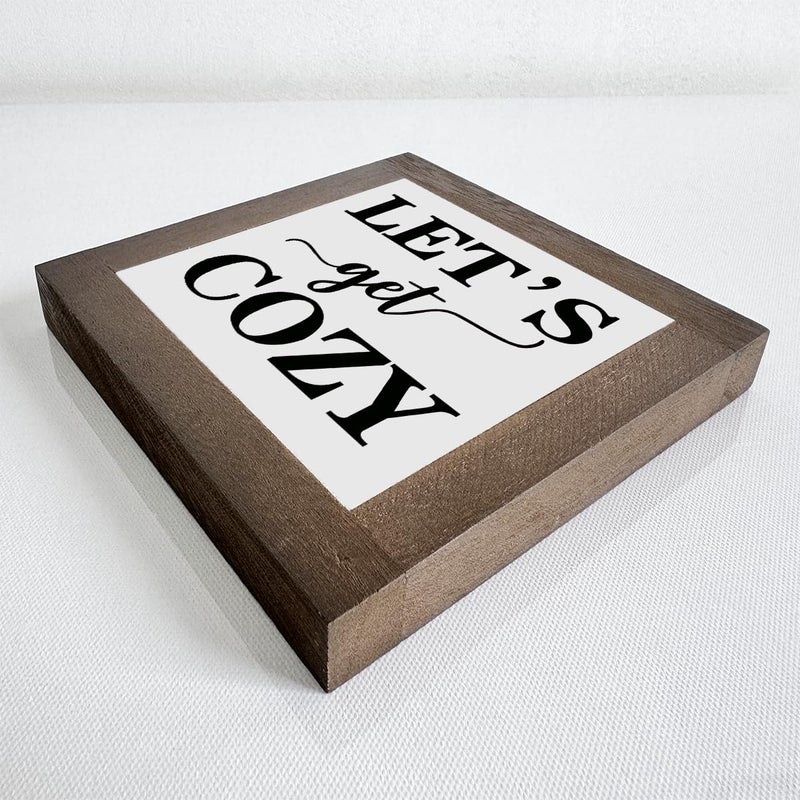 XJCUG Cozy Bedroom D?cor  Cozy D?cor  Let's Get Cozy  Cozy Home D?cor  Cozy Home  Farmhouse Table D?cor  Farmhouse Decor for Shelves  Farmhouse Home Decor Sign for Shelf  Cozy Living Room D?cor 9.9inch - Image 3