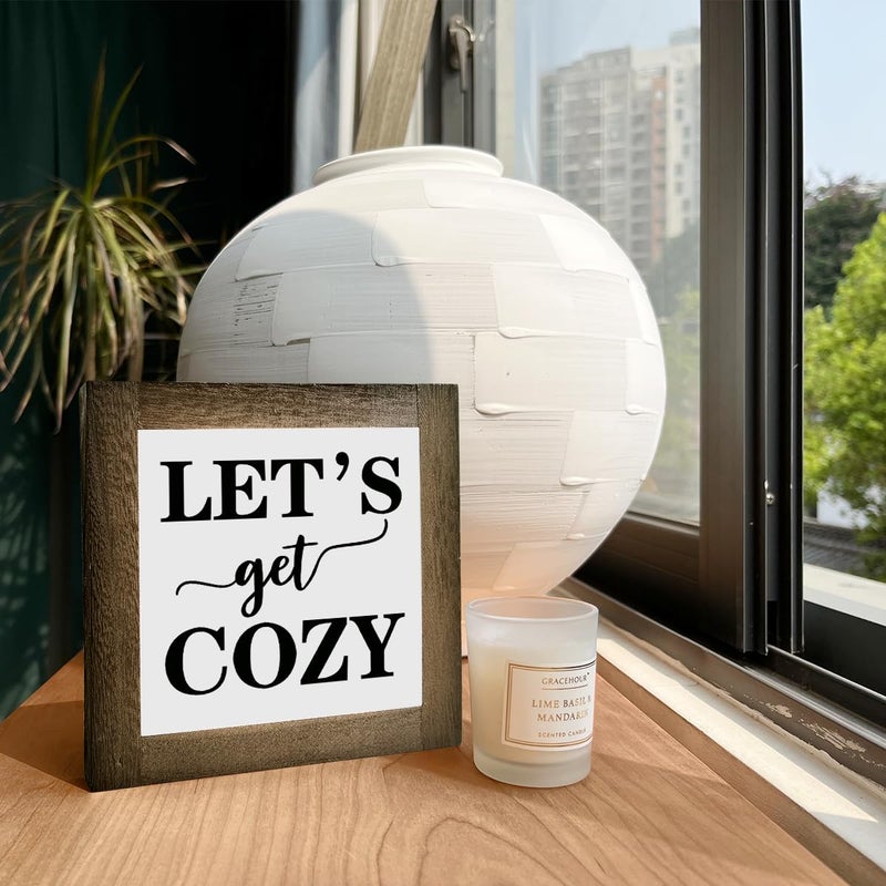 XJCUG Cozy Bedroom D?cor  Cozy D?cor  Let's Get Cozy  Cozy Home D?cor  Cozy Home  Farmhouse Table D?cor  Farmhouse Decor for Shelves  Farmhouse Home Decor Sign for Shelf  Cozy Living Room D?cor 9.9inch - Image 4