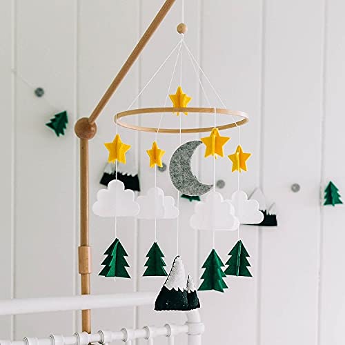 Sorrel + Fern Baby Crib Mobile (Starry Woodland Night w/Garland, Evergreen) - Nursery Decoration Crib Mobile and Baby Shower Gift for Boys & Girls - Image 3