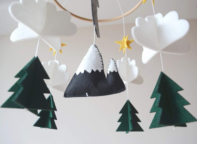 Sorrel + Fern Baby Crib Mobile (Starry Woodland Night w/Garland, Evergreen) - Nursery Decoration Crib Mobile and Baby Shower Gift for Boys & Girls - Image 2