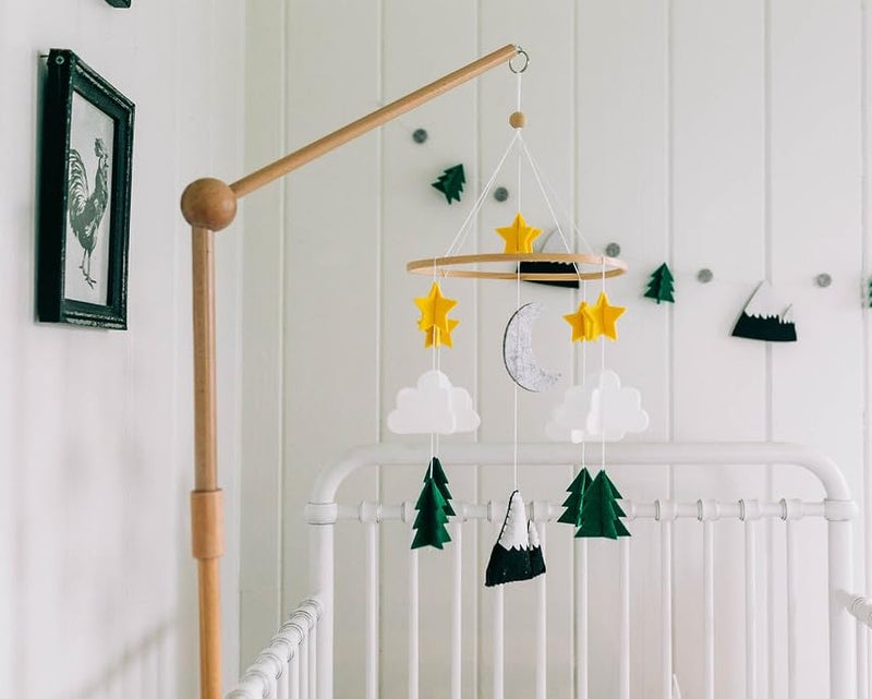 Sorrel + Fern Baby Crib Mobile (Starry Woodland Night w/Garland, Evergreen) - Nursery Decoration Crib Mobile and Baby Shower Gift for Boys & Girls - Image 4