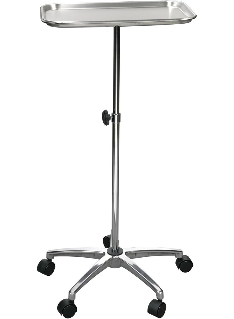 سبا من الفولاذ المقاوم للصدأ، صينية صالون بعجلات، حامل عربة مايو، ارتفاع قابل للتعديل 75~123 سم - Image 1