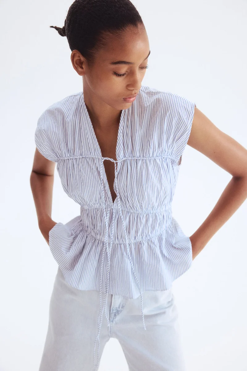 H&M Drawstring poplin blouse