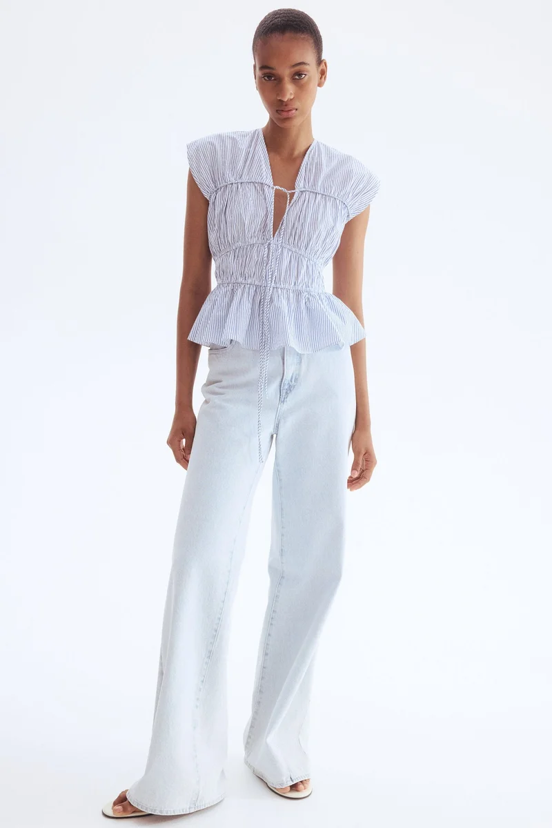 H&M Drawstring poplin blouse