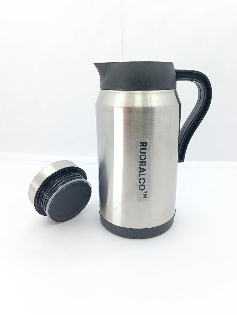 RUDRALCO Stainless Steel 900ml Teapot with Handle Double Wall Vacuum Insulated Thermosteel Carafe BPA Free Jug for TeaCoffee Juice 18 Hours Hot 24 Hours Cold 1 Year Warranty Black - Image 1