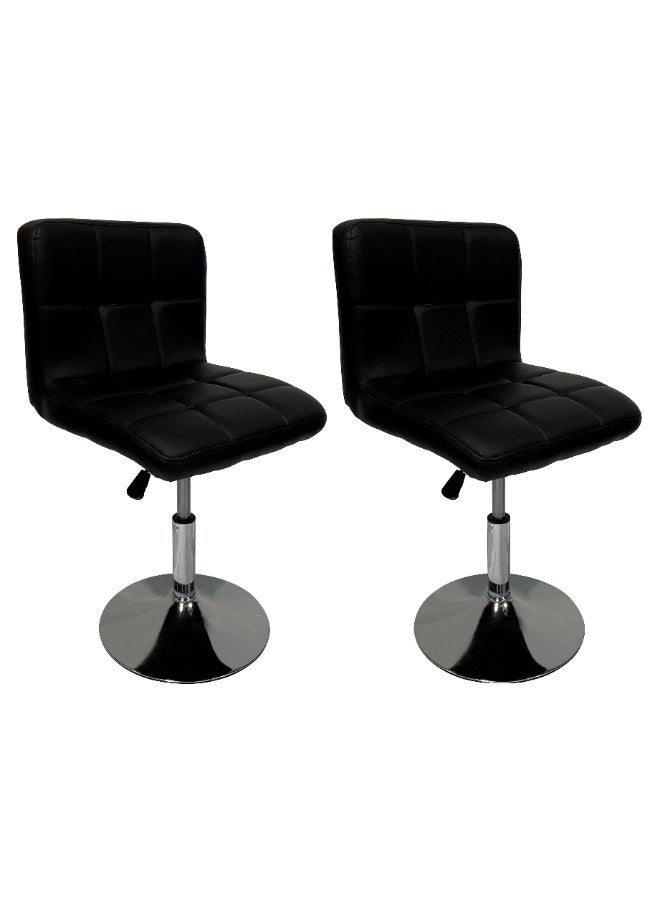 ميبل لديكور المنزل Maple Home Modern PU Leather Up&Down  Swivel Bar Stools Counter Height Chairs Kitchen Home Office Chrome Base Durable Stylish (Black)  - Image 1