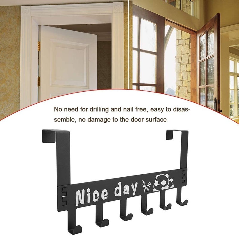 AKRIZA Iron Over The Door Hook (6 Hooks, Black) - Image 5