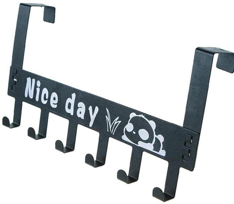 AKRIZA Iron Over The Door Hook (6 Hooks, Black) - Image 1