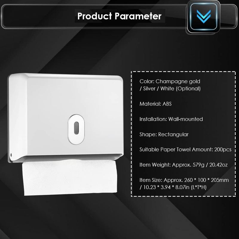 Eacam Wall-mounted Bathroom Tissue Dispenser Tissue Box Holder for Multifold Paper Towels Waterproof Toilet Paper Tissue Dispenser Holder for Hotel Food Service - Image 3