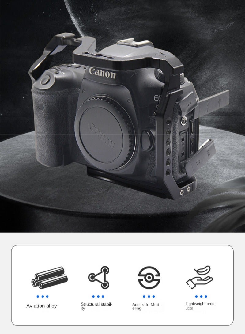 Canon EOS 5D3/5D4 Camera Cage, Aircraft Aluminum Expandable Protection Frame for 5D2/5DS, Lightweight, Precise Cutouts, Multiple Expansion Ports including Cold Shoe, 1/4 Interface, Anti-Slip Silicone Pads, Camera Mounting Screws Perfect Metal Photography Accessory - Image 4