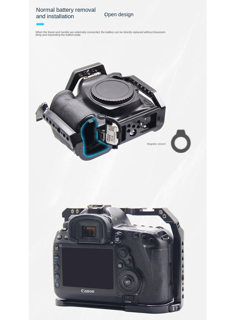 Canon EOS 5D3/5D4 Camera Cage, Aircraft Aluminum Expandable Protection Frame for 5D2/5DS, Lightweight, Precise Cutouts, Multiple Expansion Ports including Cold Shoe, 1/4 Interface, Anti-Slip Silicone Pads, Camera Mounting Screws Perfect Metal Photography Accessory - Image 5