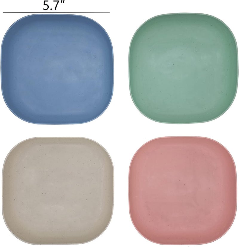 Dadamong 8Pcs Square Wheat Straw Plates Deep Dinner Dishes 57 Inches Unbreakable Tableware for Noodle Rice Fruit Cereal Dessert Salad Dishwasher Microwave Safe Dinnerware - Image 3