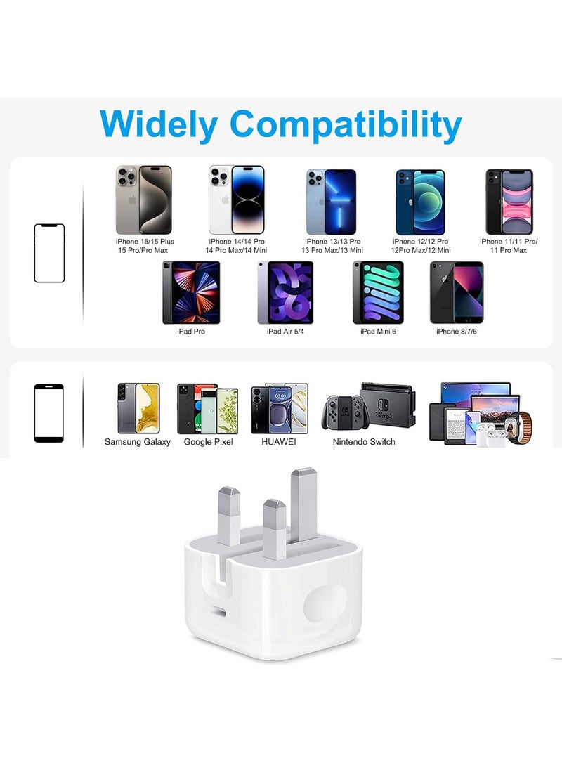 Concretization - USB C Plug Fast Charge【MFI Certified】20W Folding USB C Adapter for iPhone 14/13/12/11/X,iPad, AirPods Pro, Type C Adapter Fast USB C Charger UK Adapter - Image 1